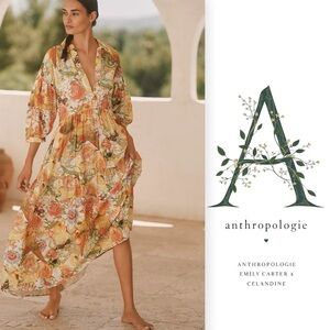 Anthropologie The Carolita Printed Shirt Dress Emily Carter x Celandine Small
